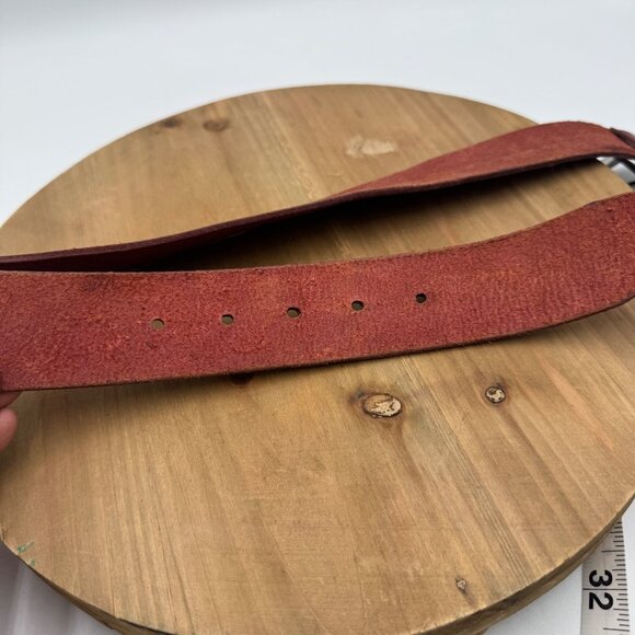 Lauren Ralph Lauren Embossed Red  Orange brownish Leather Belt W/ Silver Buckle - Picture 7 of 12